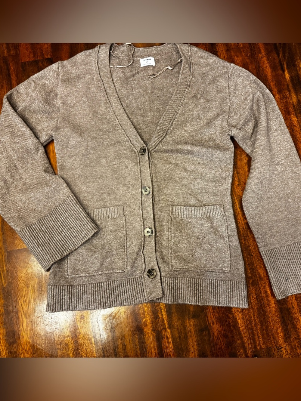 Cotton On Women's Taupe Button-Up V-Neck Cardigan Small like new